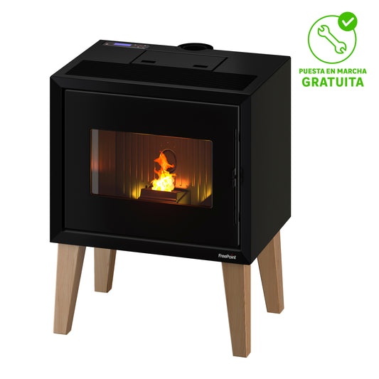 Estufa de pellet estanca FREEPOINT Modo 9,26 kW negro patas WIFI incluido