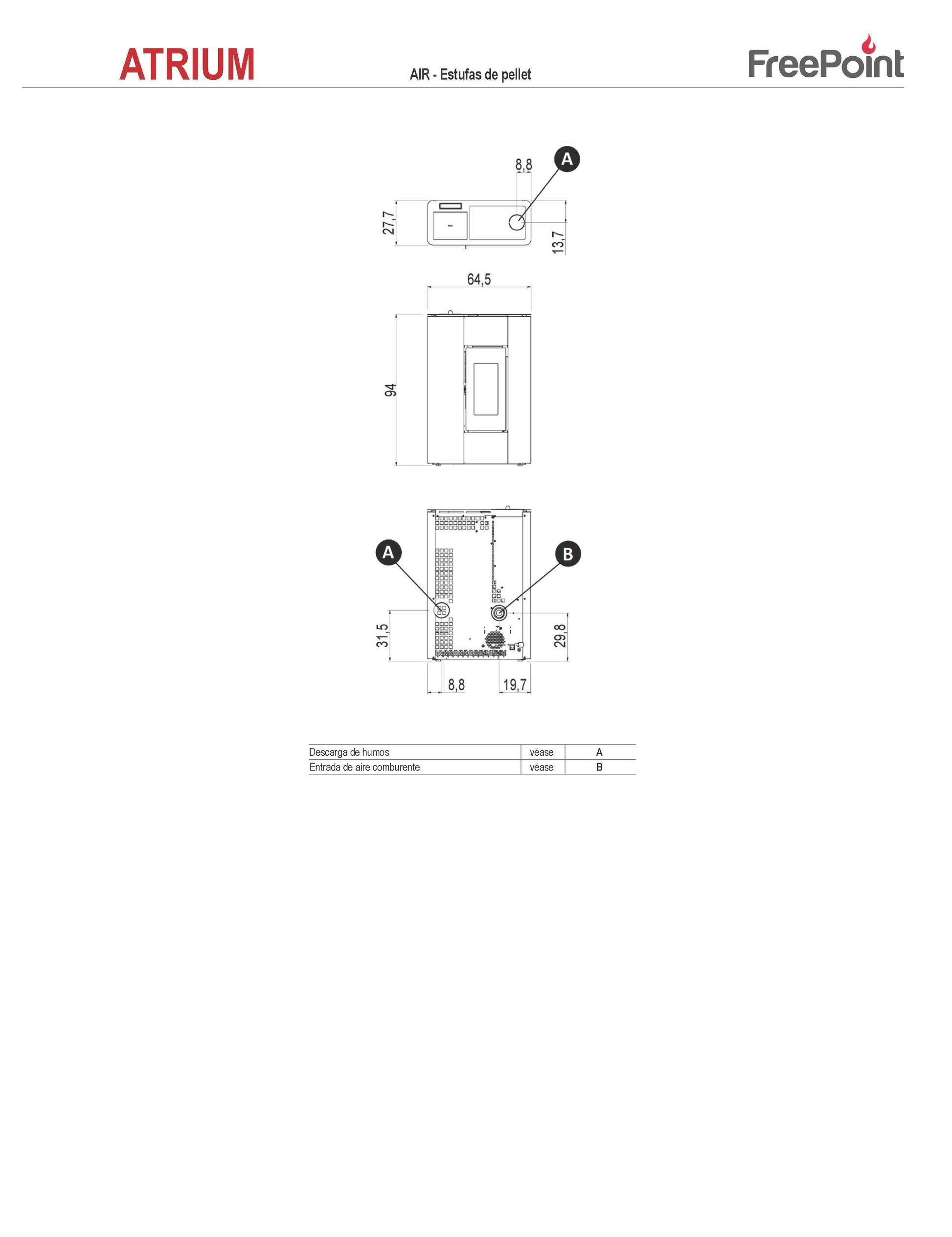 Estufa de pellet FREEPOINT Atrium 5 kW Antracita