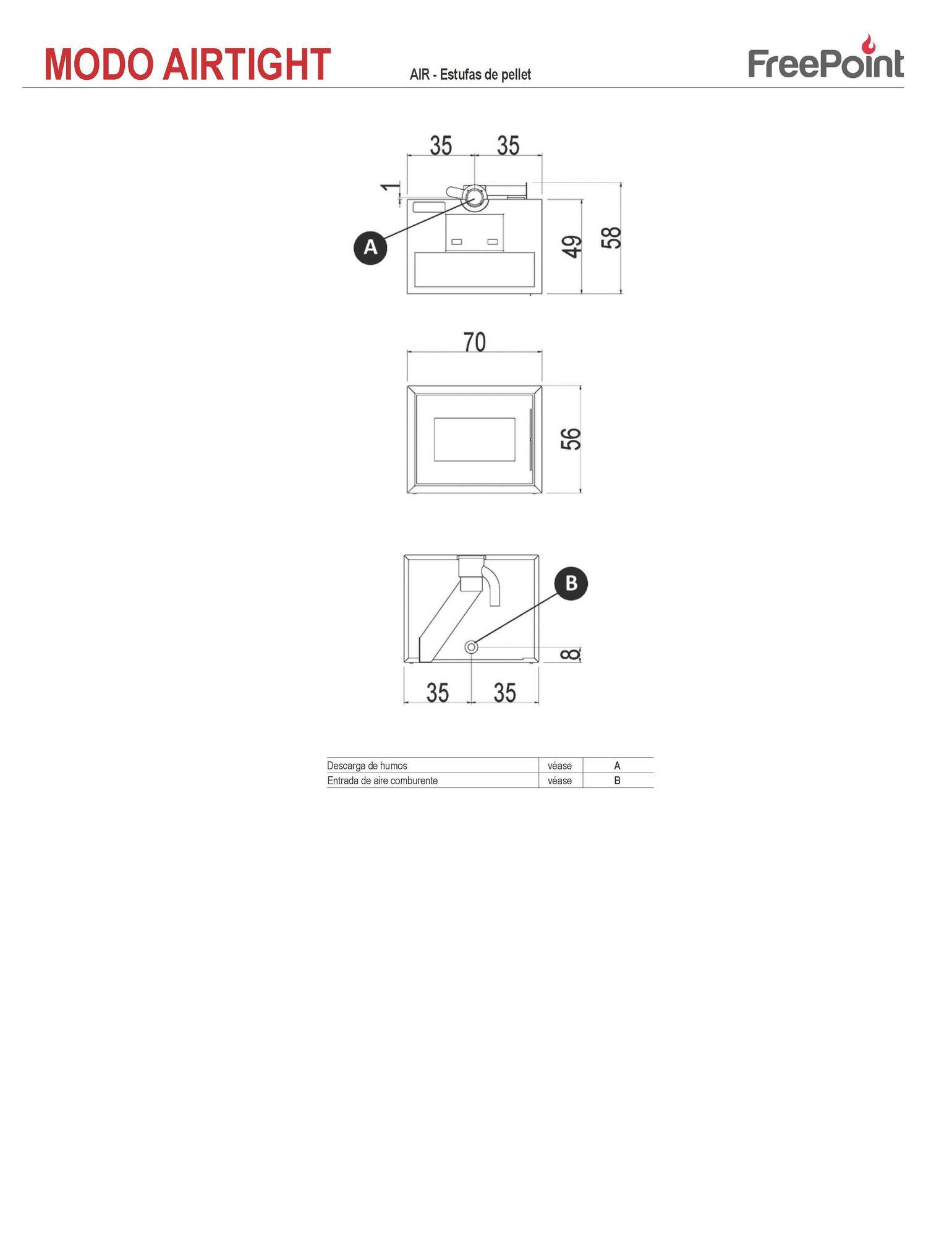 Estufa de pellet estanca FREEPOINT Modo 9,26 kW negro patas WIFI incluido