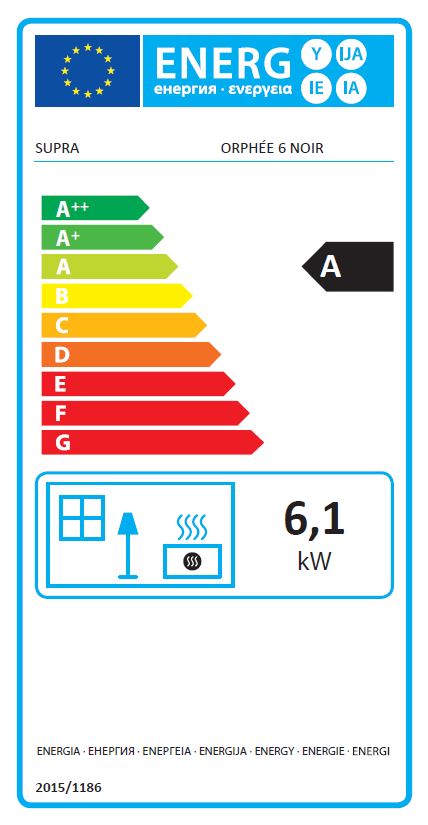 Estufa de pellet Eco ORPHÉE 6 kw de potencia de color negro