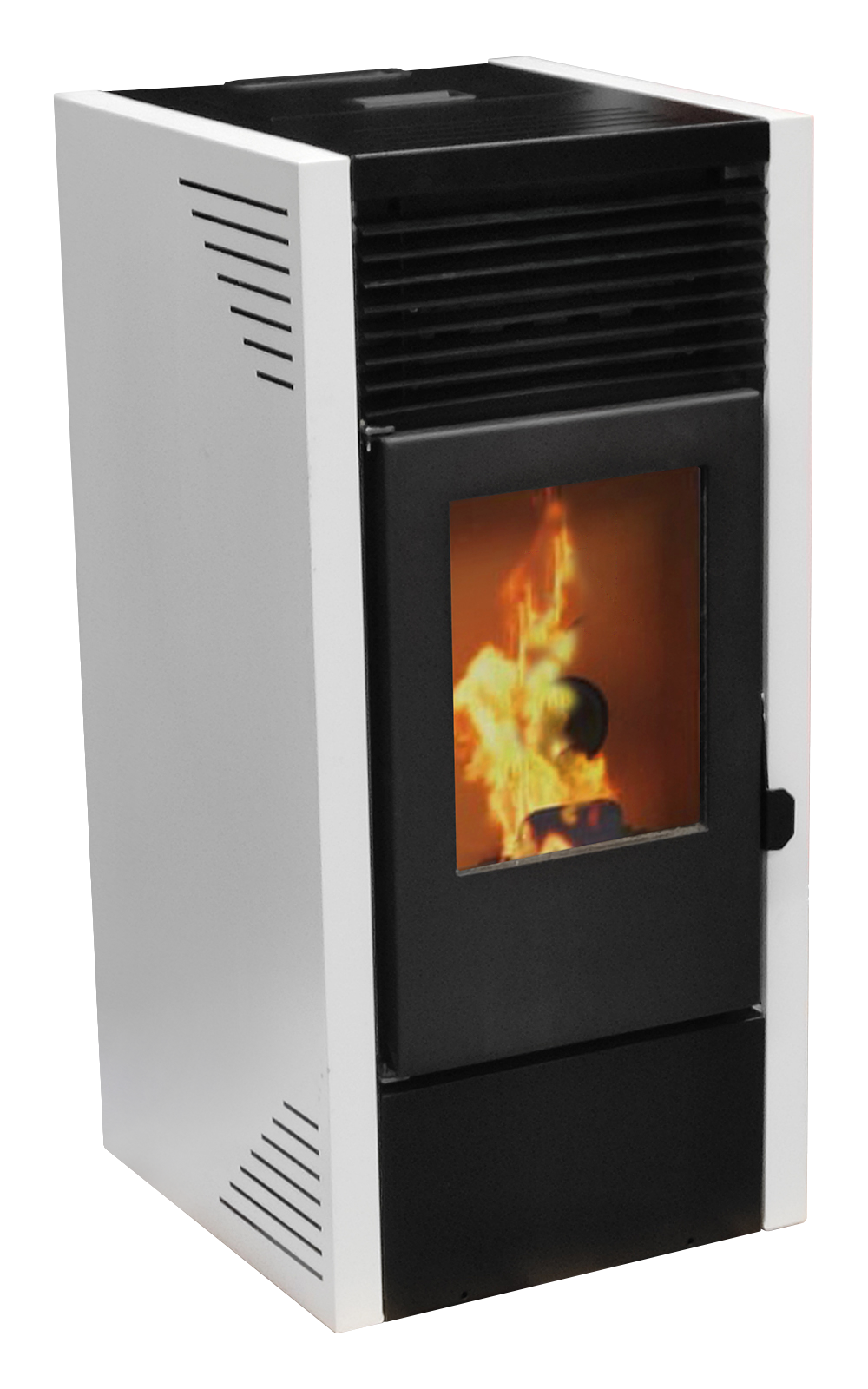 Estufa de pellet Diva de 9kW de potencia en color blanco