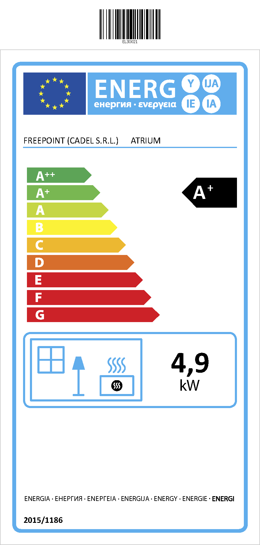 Estufa de pellet FREEPOINT Atrium 5 kW Antracita
