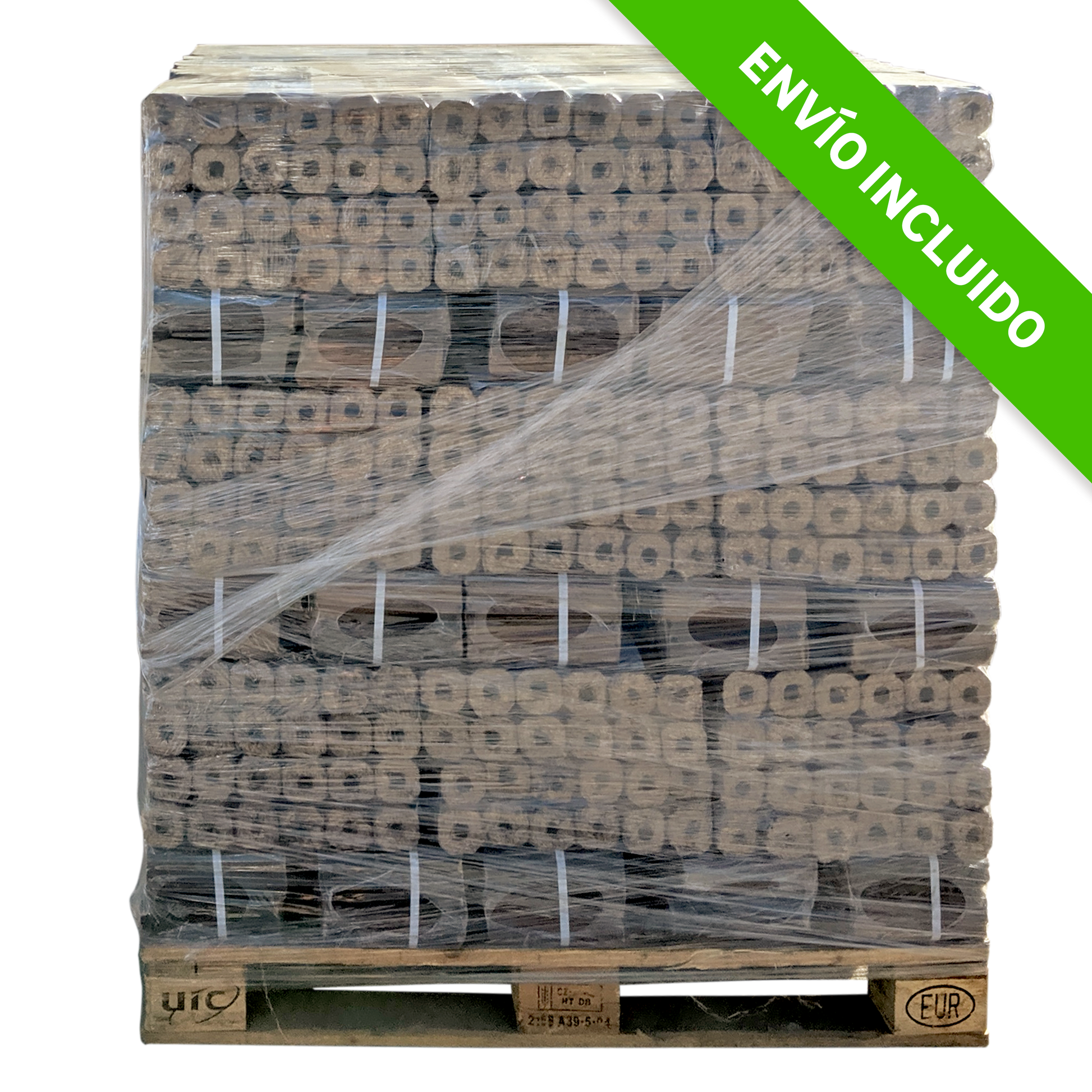 Palet de briquetas de madera LEÑAS OLIVER de 890 kg