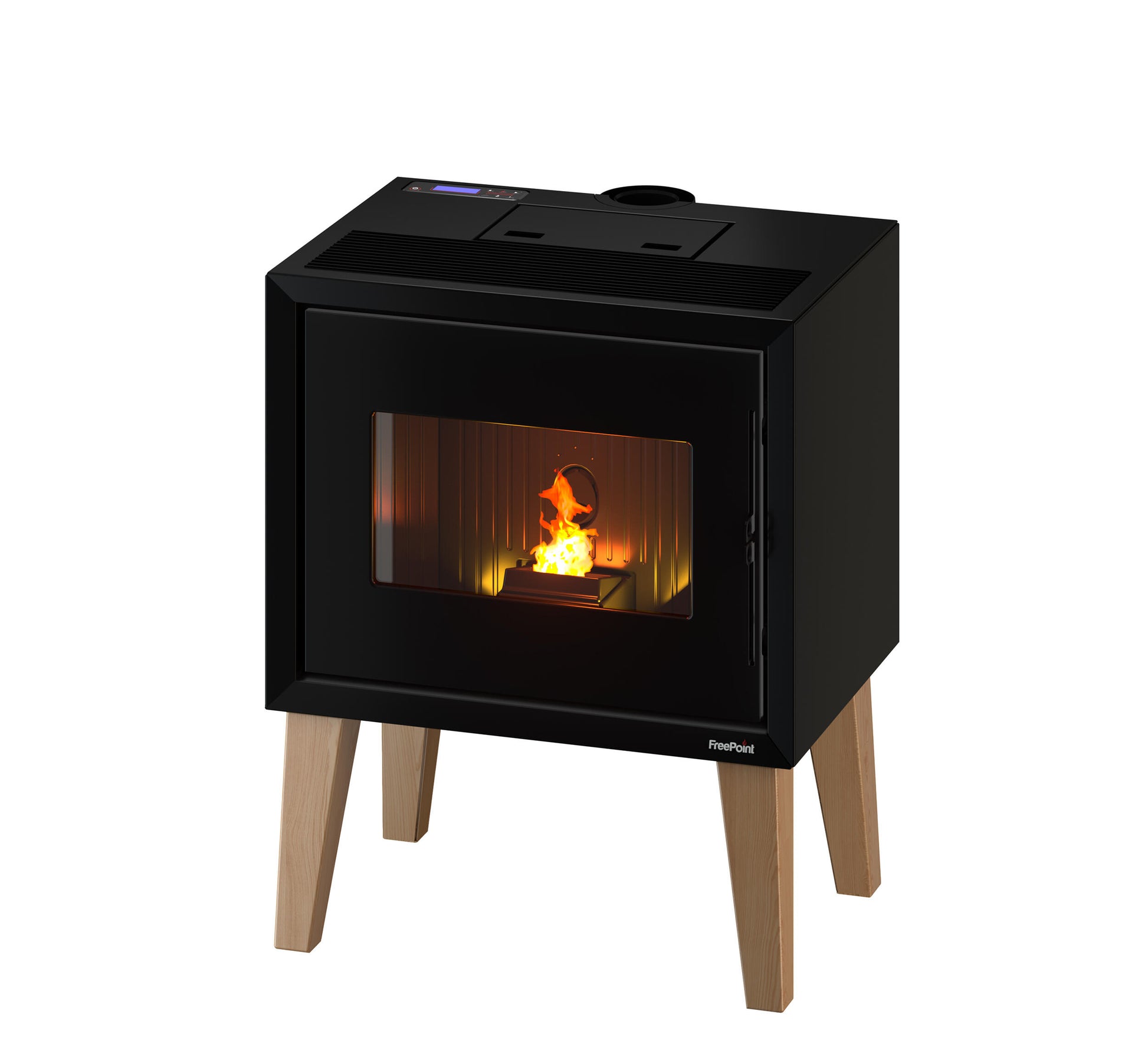 Estufa de pellet estanca FREEPOINT Modo 9,26 kW negro patas WIFI incluido